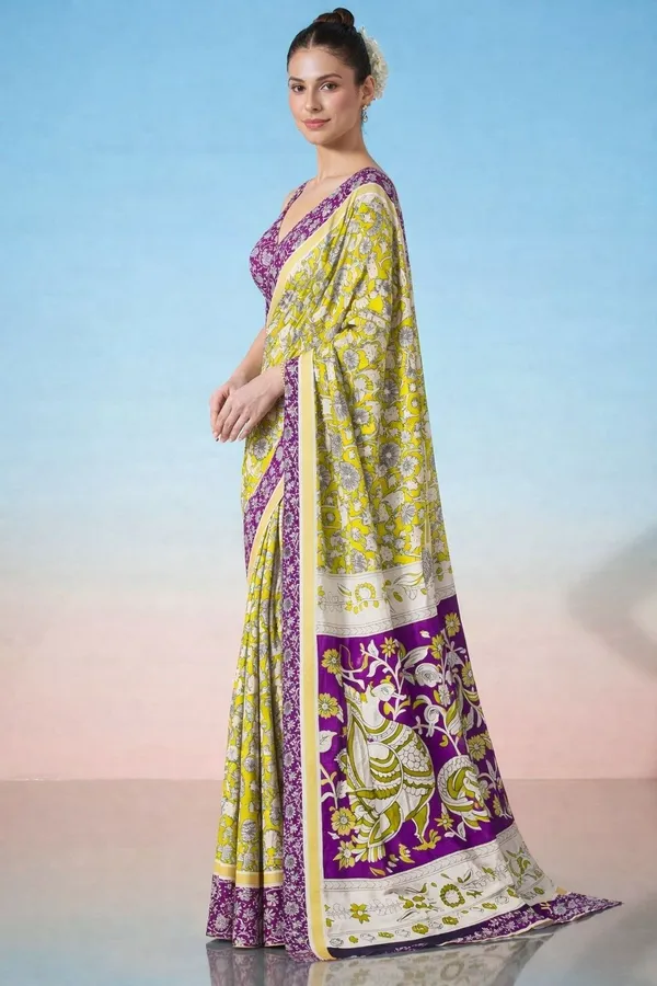 Leelavati_Printed_Floral_Print_Geometric_Print_Blocked_Printed_Daily_Wear_Pure_Cotton_Saree_Green