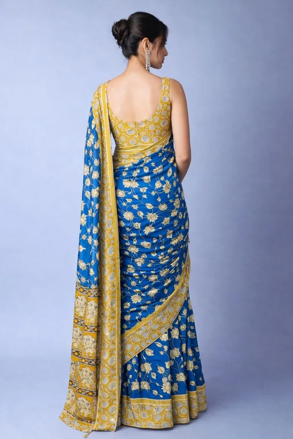 Leelavati_Printed_Floral_Print_Geometric_Print_Blocked_Printed_Daily_Wear_Pure_Cotton_Saree_Blue