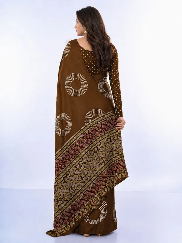 Leelavati_Printed_Floral_Print_Geometric_Print_Blocked_Printed_Daily_Wear_Pure_Cotton_Saree_Brown