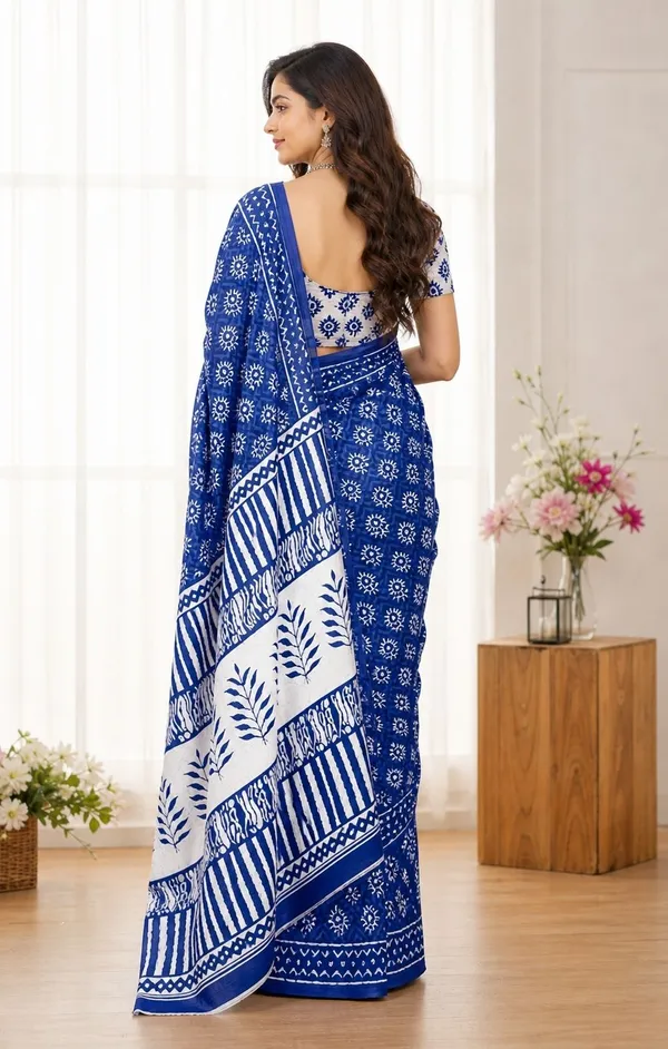 Leelavati_Printed_Floral_Print_Geometric_Print_Blocked_Printed_Daily_Wear_Pure_Cotton_Saree_Purple