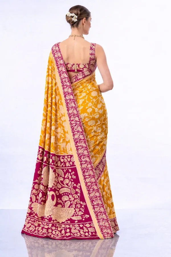 Leelavati_Printed_Floral_Print_Geometric_Print_Blocked_Printed_Daily_Wear_Pure_Cotton_Saree_Mustard