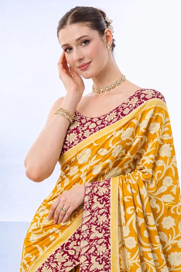 Leelavati_Printed_Floral_Print_Geometric_Print_Blocked_Printed_Daily_Wear_Pure_Cotton_Saree_Mustard