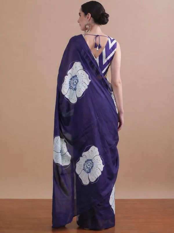 Leelavati_Printed_Floral_Print_Geometric_Print_Blocked_Printed_Daily_Wear_Pure_Cotton_Saree_Blue