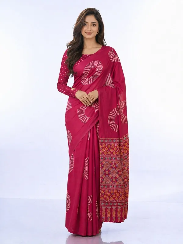 Leelavati_Printed_Floral_Print_Geometric_Print_Blocked_Printed_Daily_Wear_Pure_Cotton_Saree_Pink