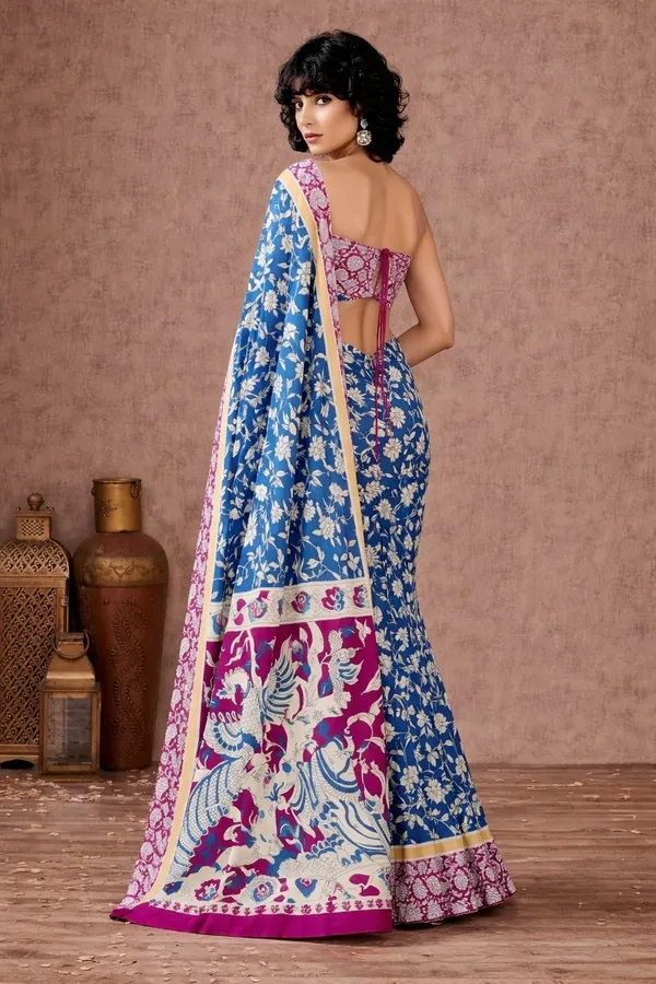 Leelavati_Printed_Floral_Print_Geometric_Print_Blocked_Printed_Daily_Wear_Pure_Cotton_Saree_Blue