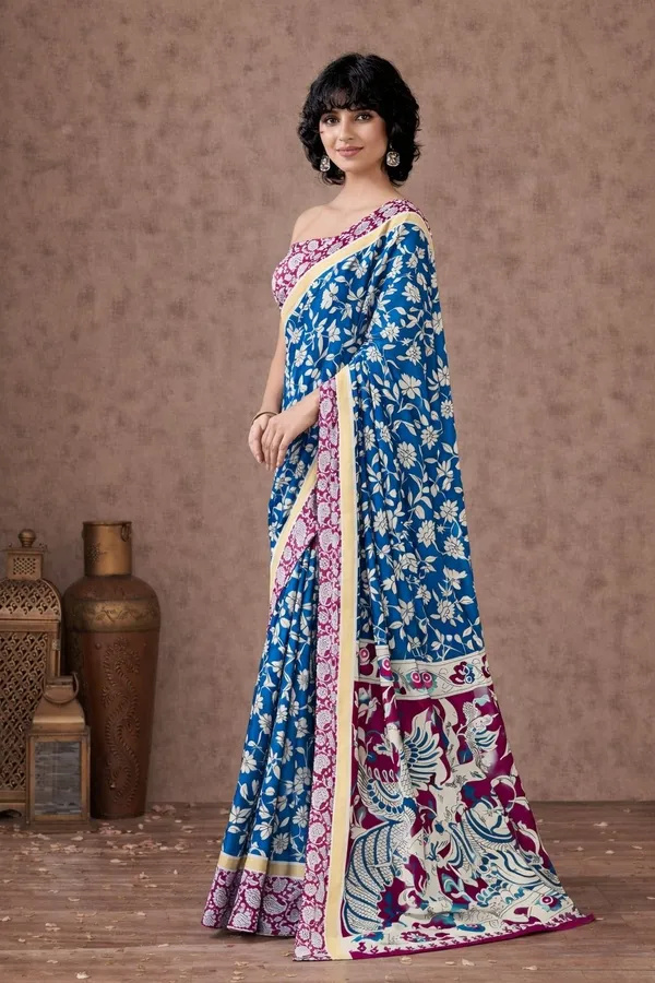 Leelavati_Printed_Floral_Print_Geometric_Print_Blocked_Printed_Daily_Wear_Pure_Cotton_Saree_Blue
