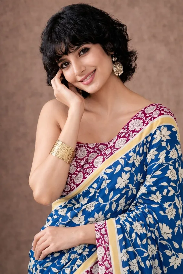 Leelavati_Printed_Floral_Print_Geometric_Print_Blocked_Printed_Daily_Wear_Pure_Cotton_Saree_Blue