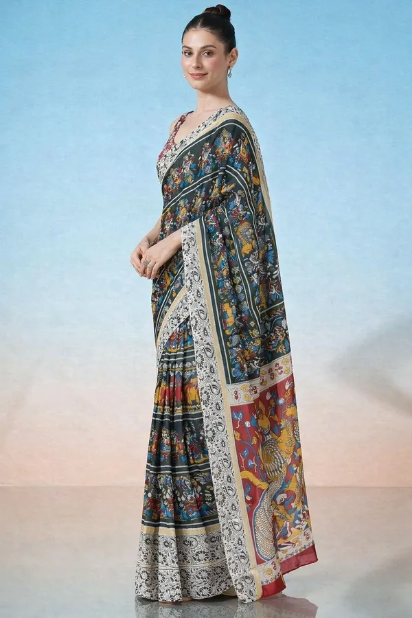 Leelavati_Printed_Floral_Print_Geometric_Print_Blocked_Printed_Daily_Wear_Pure_Cotton_Saree_Black