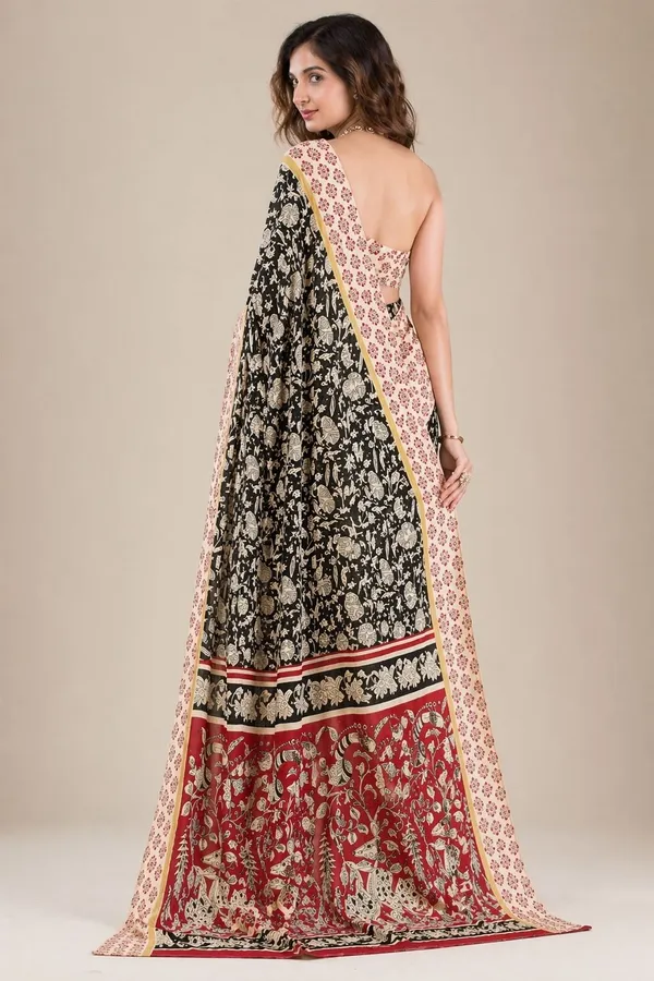 Leelavati_Printed_Floral_Print_Geometric_Print_Blocked_Printed_Daily_Wear_Pure_Cotton_Saree_Black