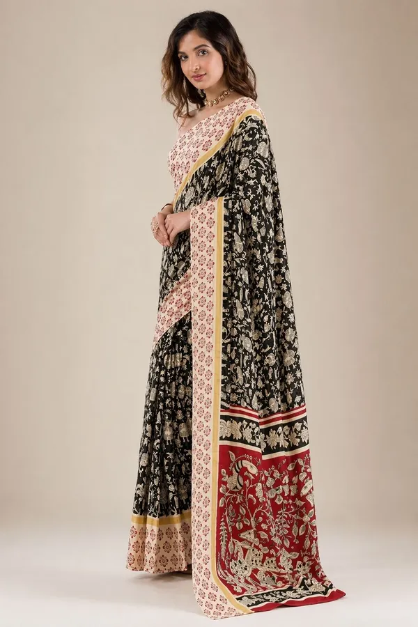 Leelavati_Printed_Floral_Print_Geometric_Print_Blocked_Printed_Daily_Wear_Pure_Cotton_Saree_Black