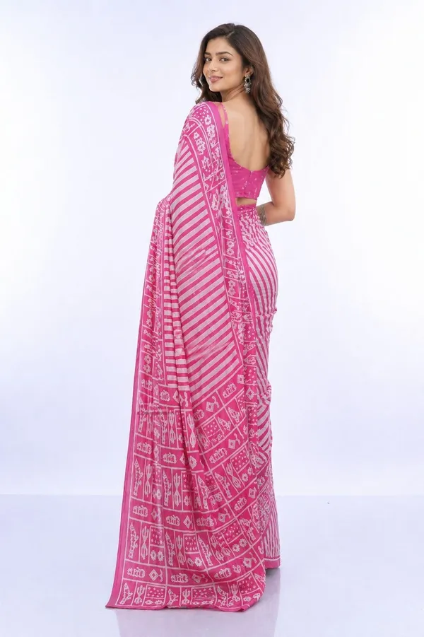 Leelavati_Printed_Floral_Print_Geometric_Print_Blocked_Printed_Daily_Wear_Pure_Cotton_Saree_Pink