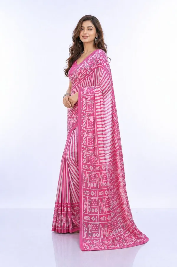 Leelavati_Printed_Floral_Print_Geometric_Print_Blocked_Printed_Daily_Wear_Pure_Cotton_Saree_Pink