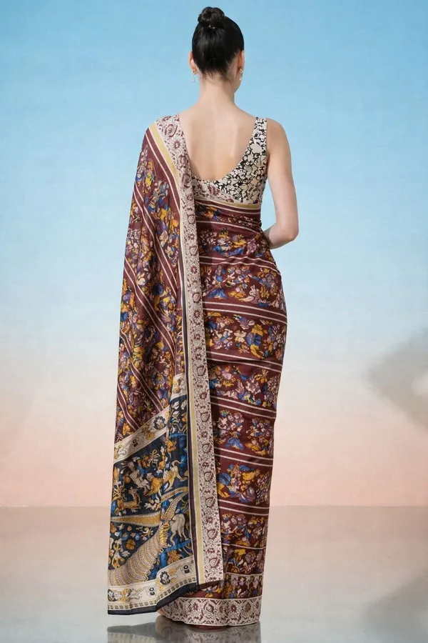 Leelavati_Printed_Floral_Print_Geometric_Print_Blocked_Printed_Daily_Wear_Pure_Cotton_Saree_Red