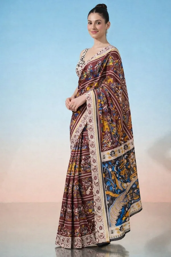 Leelavati_Printed_Floral_Print_Geometric_Print_Blocked_Printed_Daily_Wear_Pure_Cotton_Saree_Red