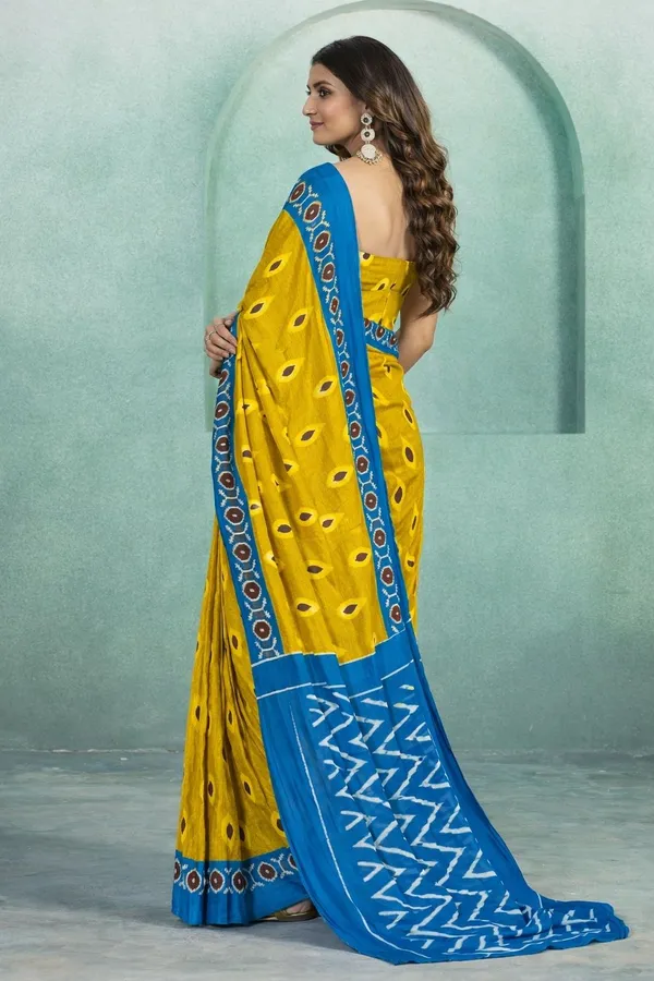 Leelavati_Printed_Floral_Print_Geometric_Print_Blocked_Printed_Daily_Wear_Pure_Cotton_Saree_Yellow