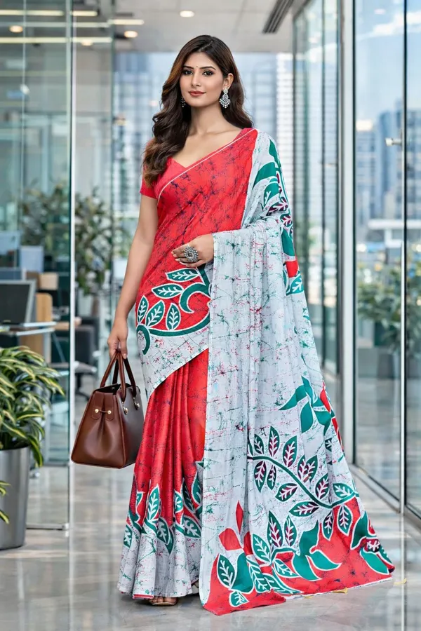 Leelavati_Printed_Floral_Print_Geometric_Print_Blocked_Printed_Daily_Wear_Pure_Cotton_Saree_Pink_And_White