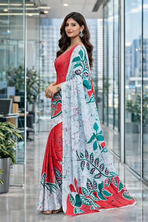 Leelavati_Printed_Floral_Print_Geometric_Print_Blocked_Printed_Daily_Wear_Pure_Cotton_Saree_Pink_And_White