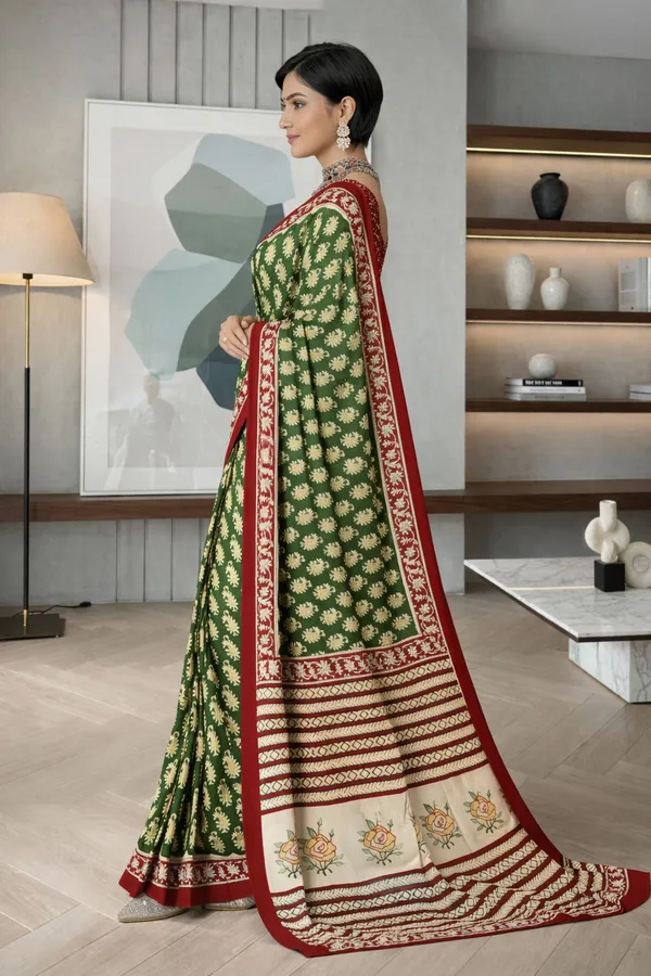 Leelavati_Printed_Floral_Print_Geometric_Print_Blocked_Printed_Daily_Wear_Pure_Cotton_Saree_Green