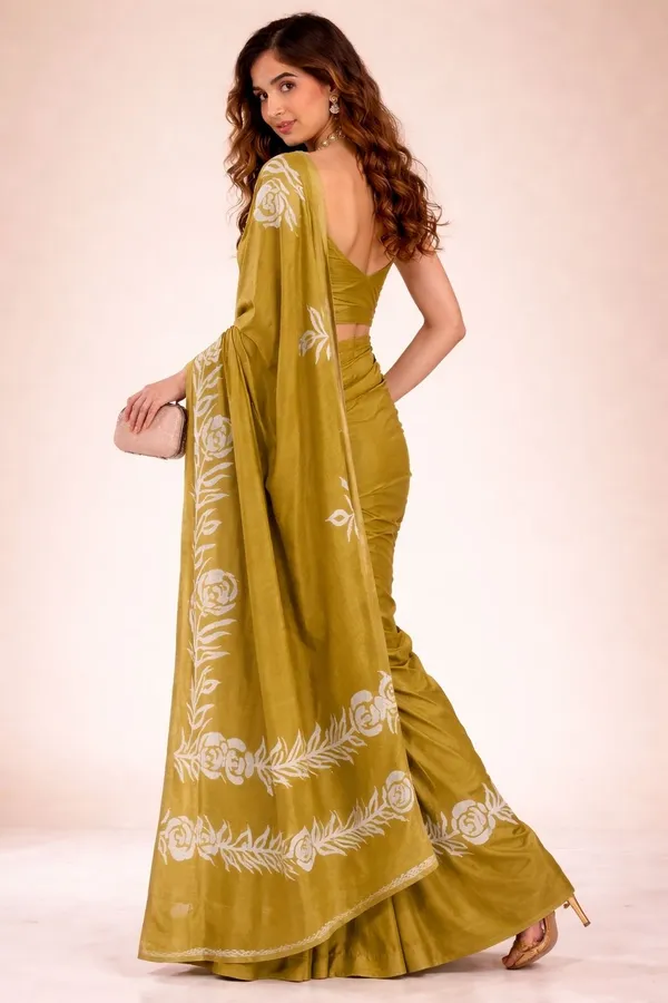 Leelavati_Printed_Floral_Print_Geometric_Print_Blocked_Printed_Daily_Wear_Pure_Cotton_Saree_Green