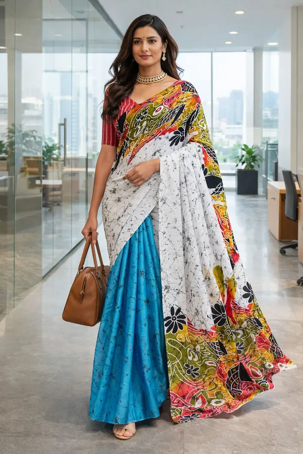 Leelavati_Printed_Floral_Print_Geometric_Print_Blocked_Printed_Daily_Wear_Pure_Cotton_Saree_Multicolor
