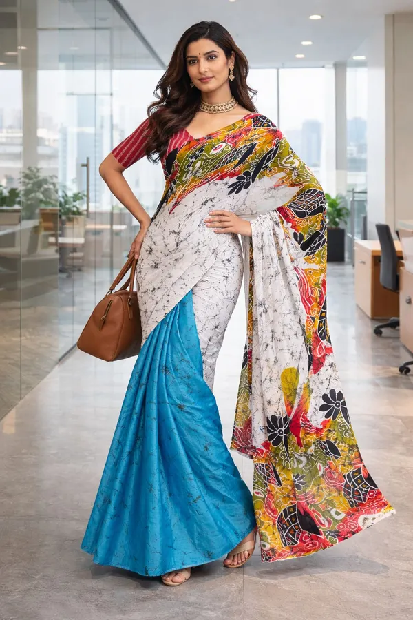 Leelavati_Printed_Floral_Print_Geometric_Print_Blocked_Printed_Daily_Wear_Pure_Cotton_Saree_Multicolor