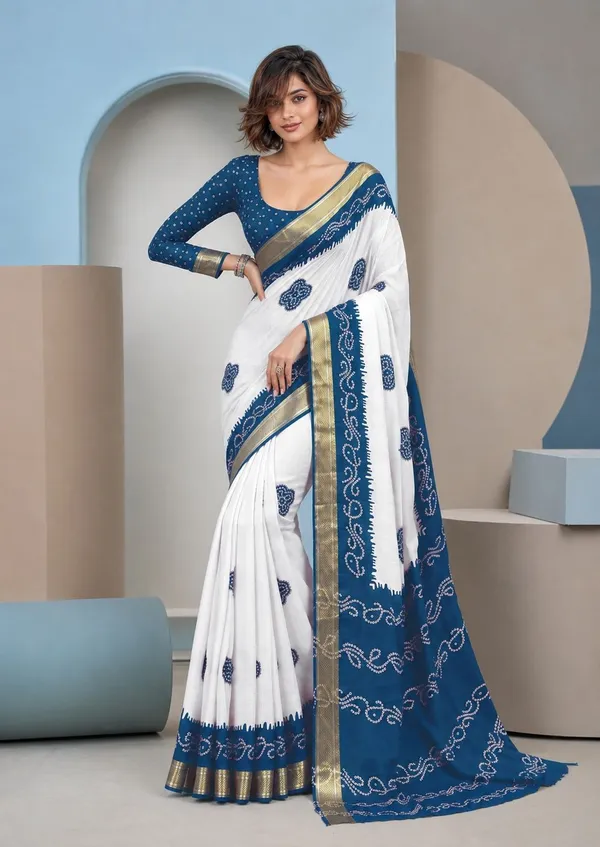 Leelavati_Printed_Blocked_Printed_Woven_Bandhani_Pure_Cotton_Saree_Light_Blue