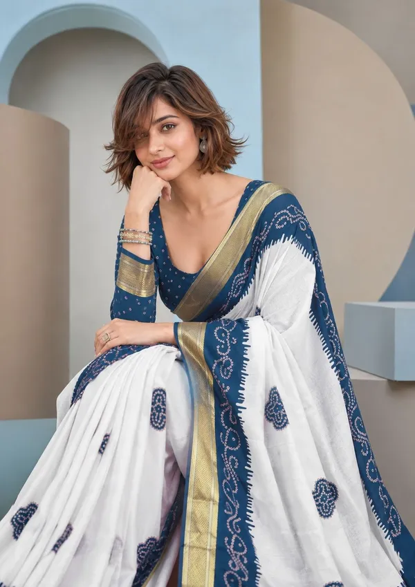 Leelavati_Printed_Blocked_Printed_Woven_Bandhani_Pure_Cotton_Saree_Light_Blue
