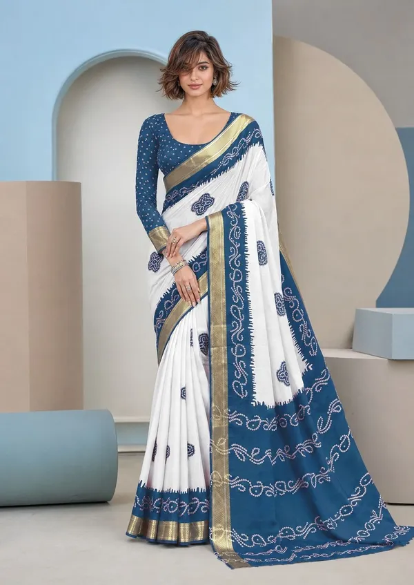 Leelavati_Printed_Blocked_Printed_Woven_Bandhani_Pure_Cotton_Saree_Light_Blue