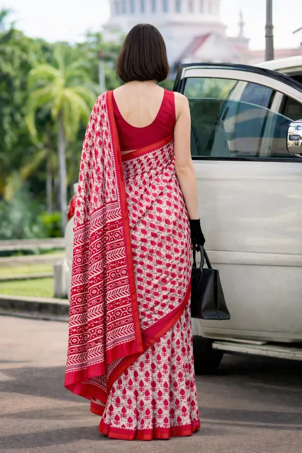 Leelavati_Printed_Floral_Print_Geometric_Print_Blocked_Printed_Woven_Daily_Wear_Pure_Cotton_Saree_Pink
