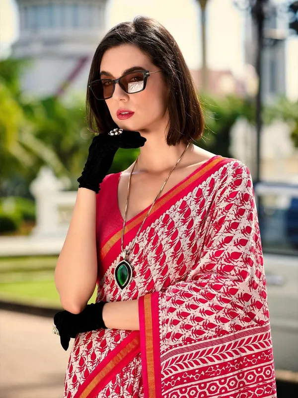 Leelavati_Printed_Floral_Print_Geometric_Print_Blocked_Printed_Woven_Daily_Wear_Pure_Cotton_Saree_Pink
