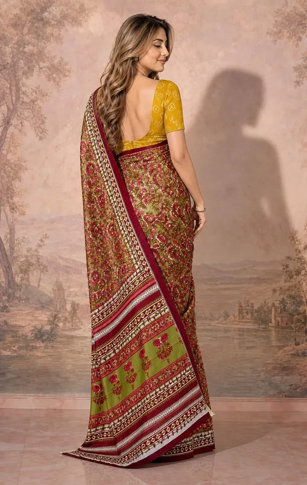 Leelavati_Printed_Floral_Print_Geometric_Print_Blocked_Printed_Woven_Daily_Wear_Pure_Cotton_Saree_Red
