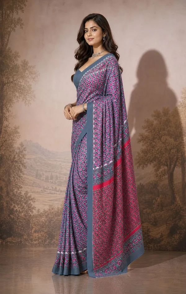 Leelavati_Printed_Floral_Print_Geometric_Print_Blocked_Printed_Woven_Daily_Wear_Pure_Cotton_Saree_Pink