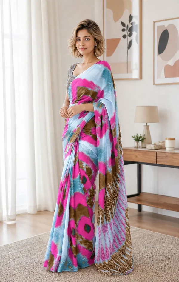 Leelavati_Printed_Floral_Print_Geometric_Print_Blocked_Printed_Woven_Daily_Wear_Pure_Cotton_Saree_Pink