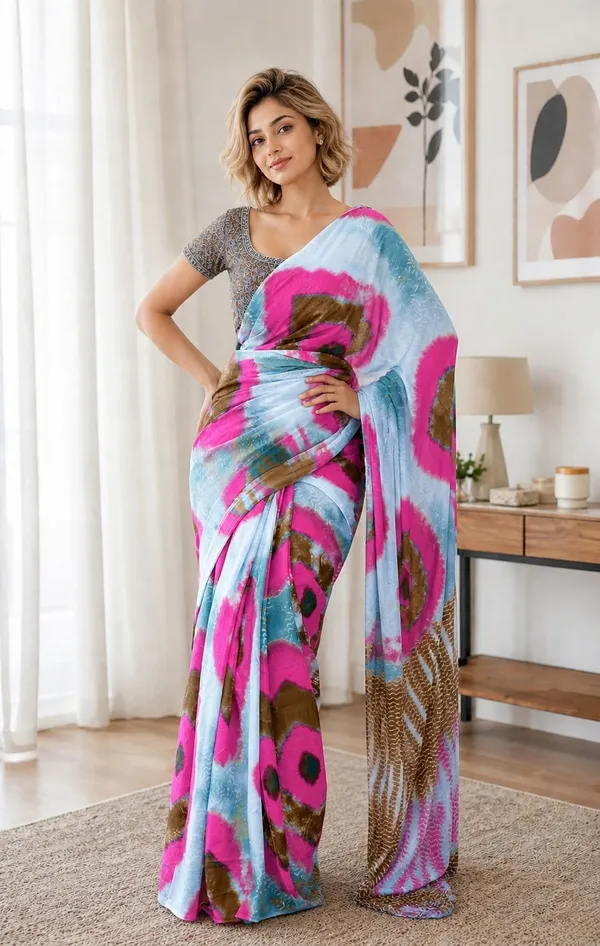 Leelavati_Printed_Floral_Print_Geometric_Print_Blocked_Printed_Woven_Daily_Wear_Pure_Cotton_Saree_Pink