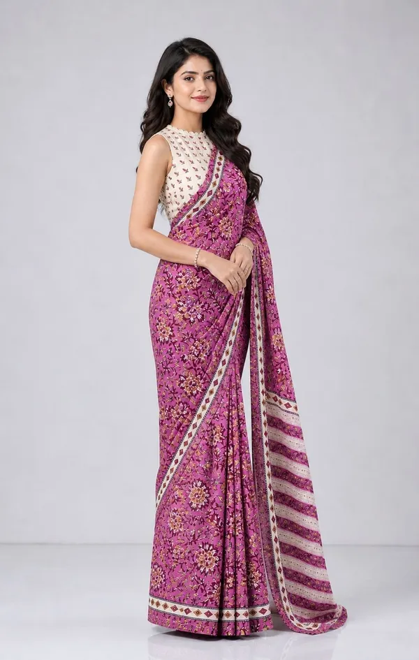 Leelavati_Printed_Floral_Print_Geometric_Print_Blocked_Printed_Woven_Daily_Wear_Pure_Cotton_Saree_Pink