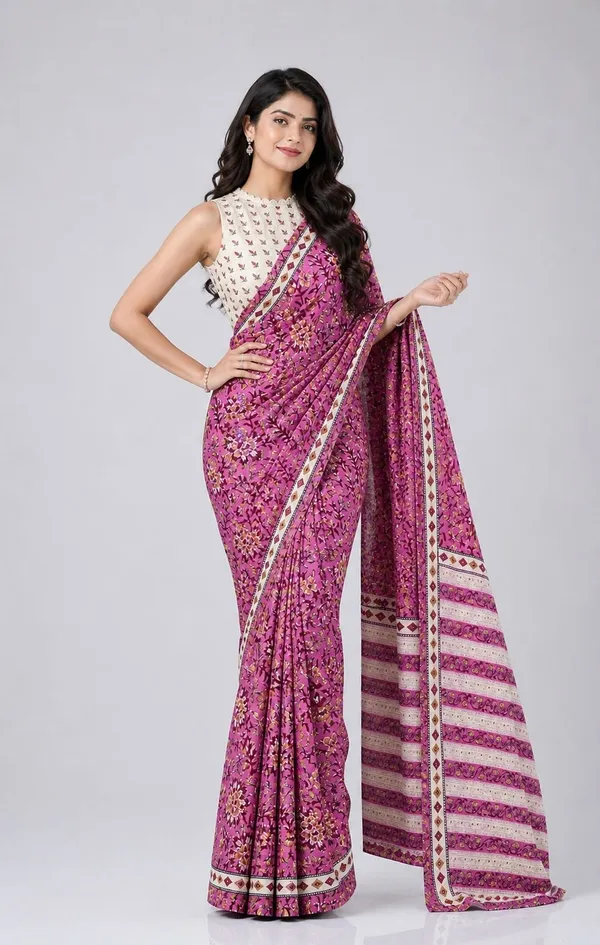 Leelavati_Printed_Floral_Print_Geometric_Print_Blocked_Printed_Woven_Daily_Wear_Pure_Cotton_Saree_Pink