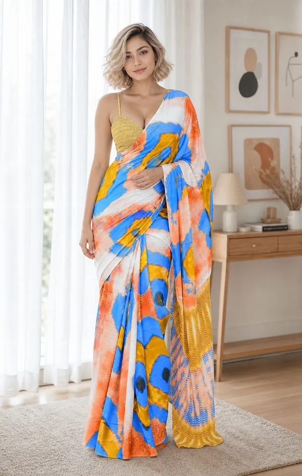 Leelavati_Printed_Floral_Print_Geometric_Print_Blocked_Printed_Woven_Daily_Wear_Pure_Cotton_Saree_Orange