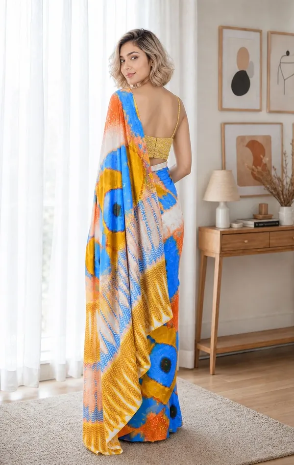 Leelavati_Printed_Floral_Print_Geometric_Print_Blocked_Printed_Woven_Daily_Wear_Pure_Cotton_Saree_Orange