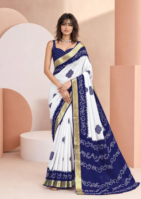 Leelavati_Printed_Blocked_Printed_Woven_Bandhani_Pure_Cotton_Saree_Blue