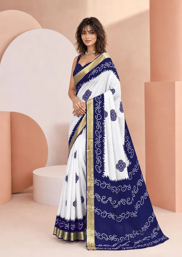 Leelavati_Printed_Blocked_Printed_Woven_Bandhani_Pure_Cotton_Saree_Blue