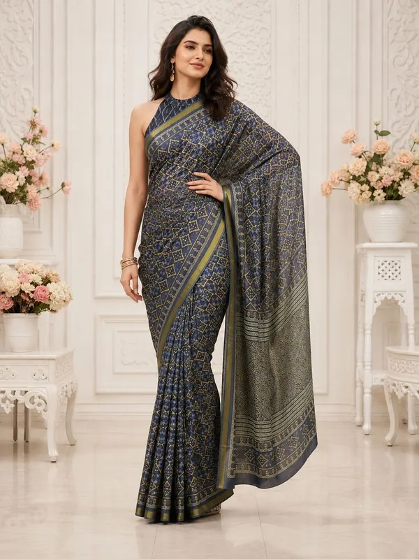 Leelavati_Printed_Floral_Print_Geometric_Print_Blocked_Printed_Woven_Daily_Wear_Pure_Cotton_Saree_Grey