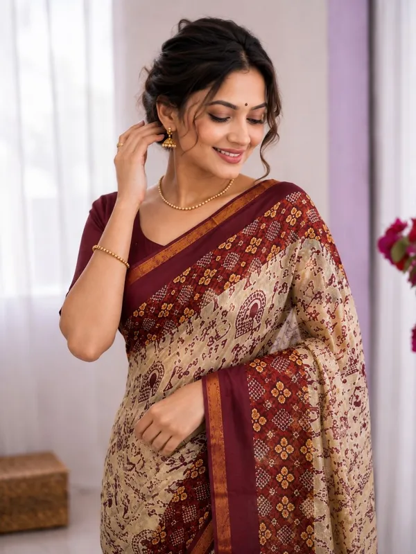 Leelavati_Printed_Floral_Print_Geometric_Print_Blocked_Printed_Woven_Daily_Wear_Pure_Cotton_Saree_Red