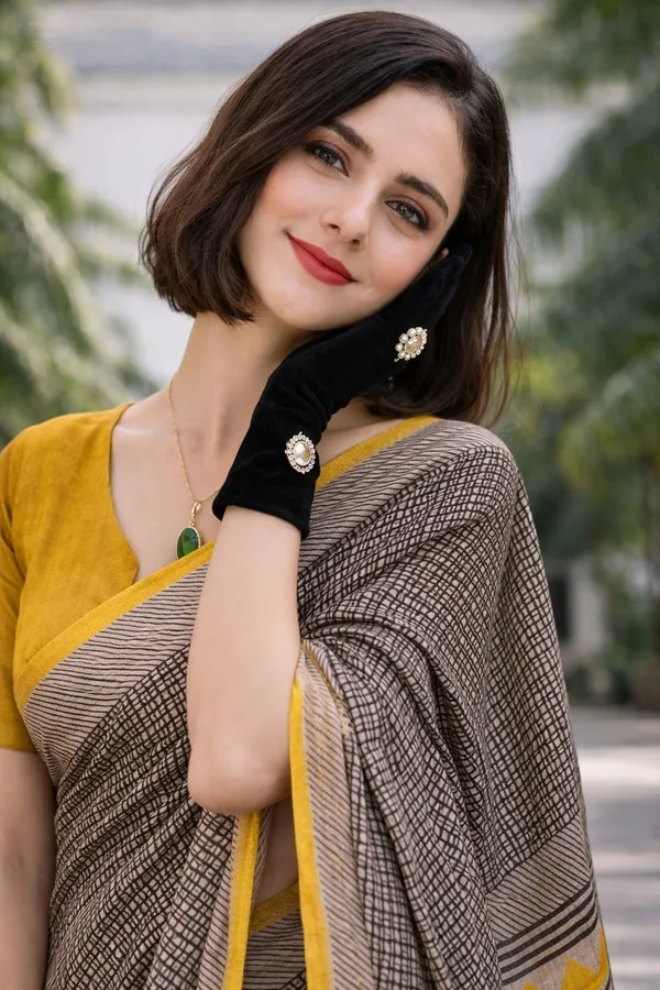 Leelavati_Printed_Floral_Print_Geometric_Print_Blocked_Printed_Woven_Daily_Wear_Pure_Cotton_Saree_Beige_And_Yellow