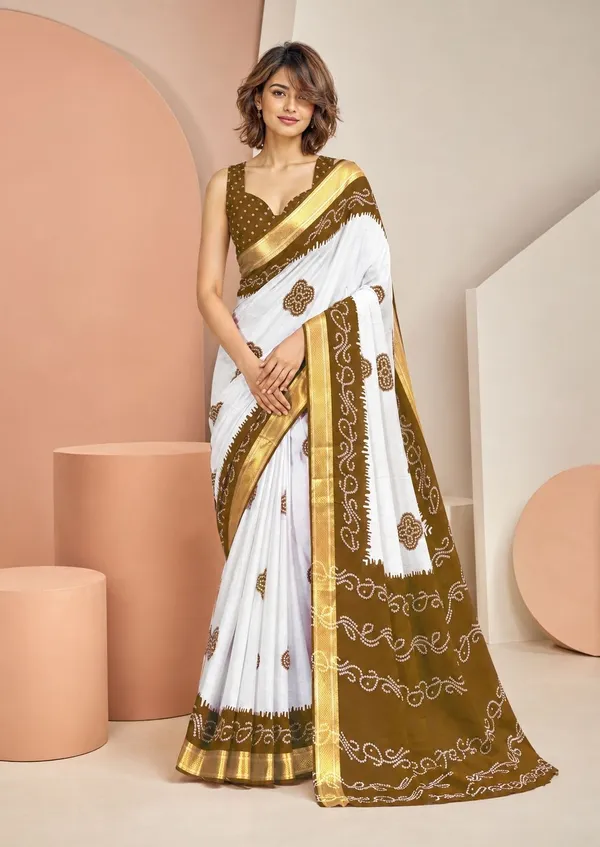 Leelavati_Printed_Blocked_Printed_Woven_Bandhani_Pure_Cotton_Saree_Brown