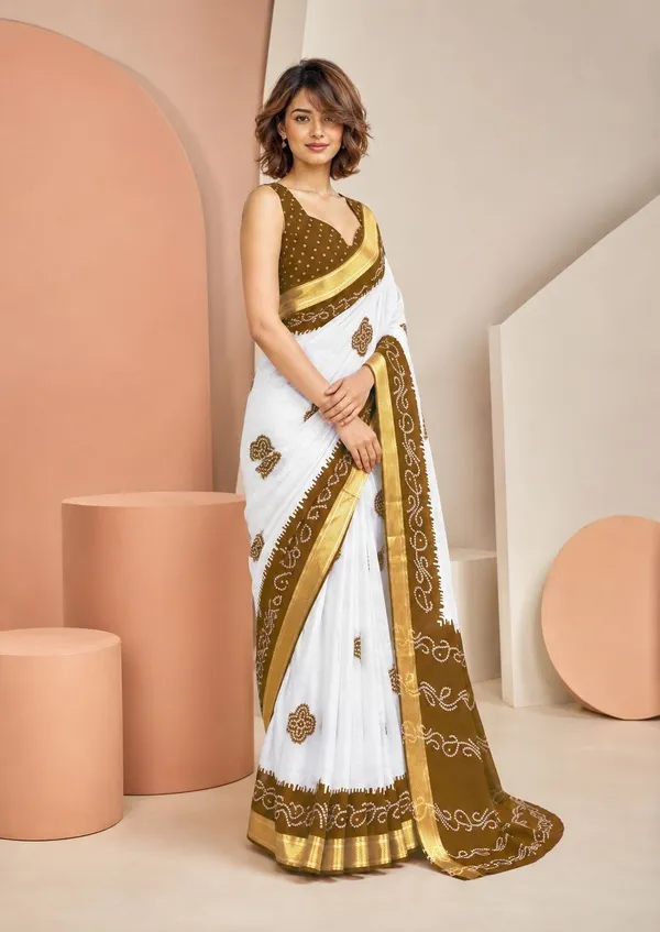 Leelavati_Printed_Blocked_Printed_Woven_Bandhani_Pure_Cotton_Saree_Brown