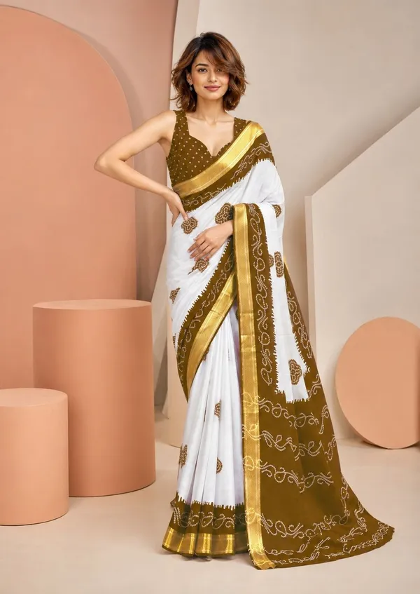 Leelavati_Printed_Blocked_Printed_Woven_Bandhani_Pure_Cotton_Saree_Brown