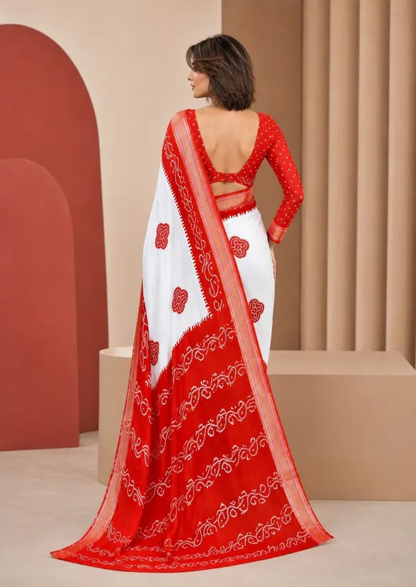 Leelavati_Printed_Blocked_Printed_Woven_Bandhani_Pure_Cotton_Saree_Red