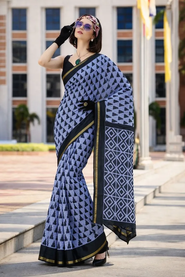 Leelavati_Printed_Floral_Print_Geometric_Print_Blocked_Printed_Woven_Daily_Wear_Pure_Cotton_Saree_Grey