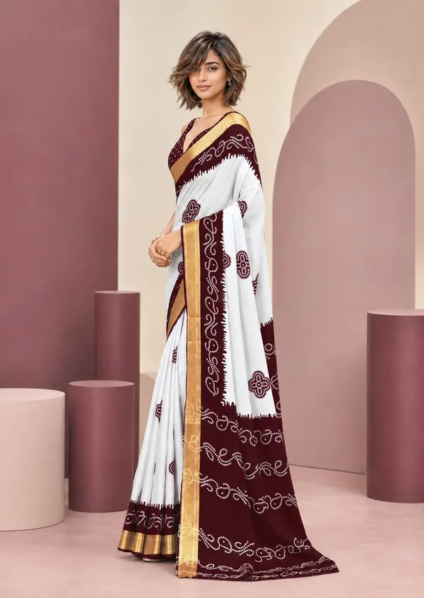 Leelavati_Printed_Blocked_Printed_Woven_Bandhani_Pure_Cotton_Saree_Maroon
