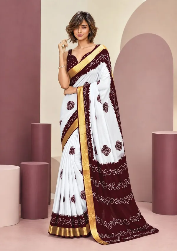 Leelavati_Printed_Blocked_Printed_Woven_Bandhani_Pure_Cotton_Saree_Maroon